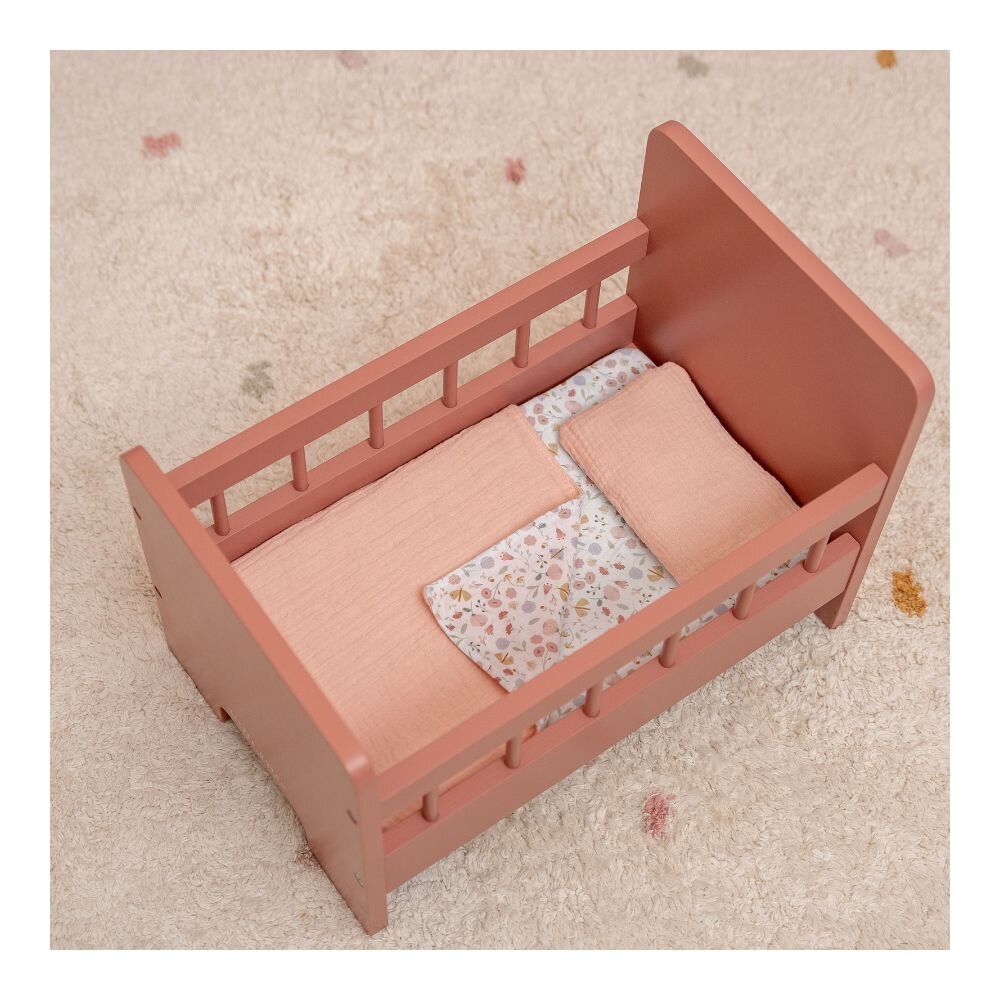 Wooden Doll Bed with Blanket Set