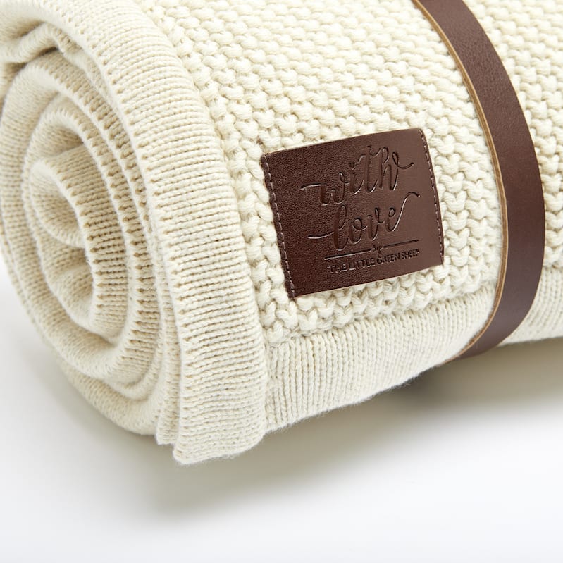 Snuz Organic Knitted Fleece Baby Blanket -Linen