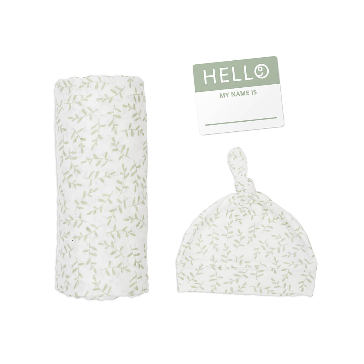 Bamboo Hat and Swaddle Blanket - Greenery