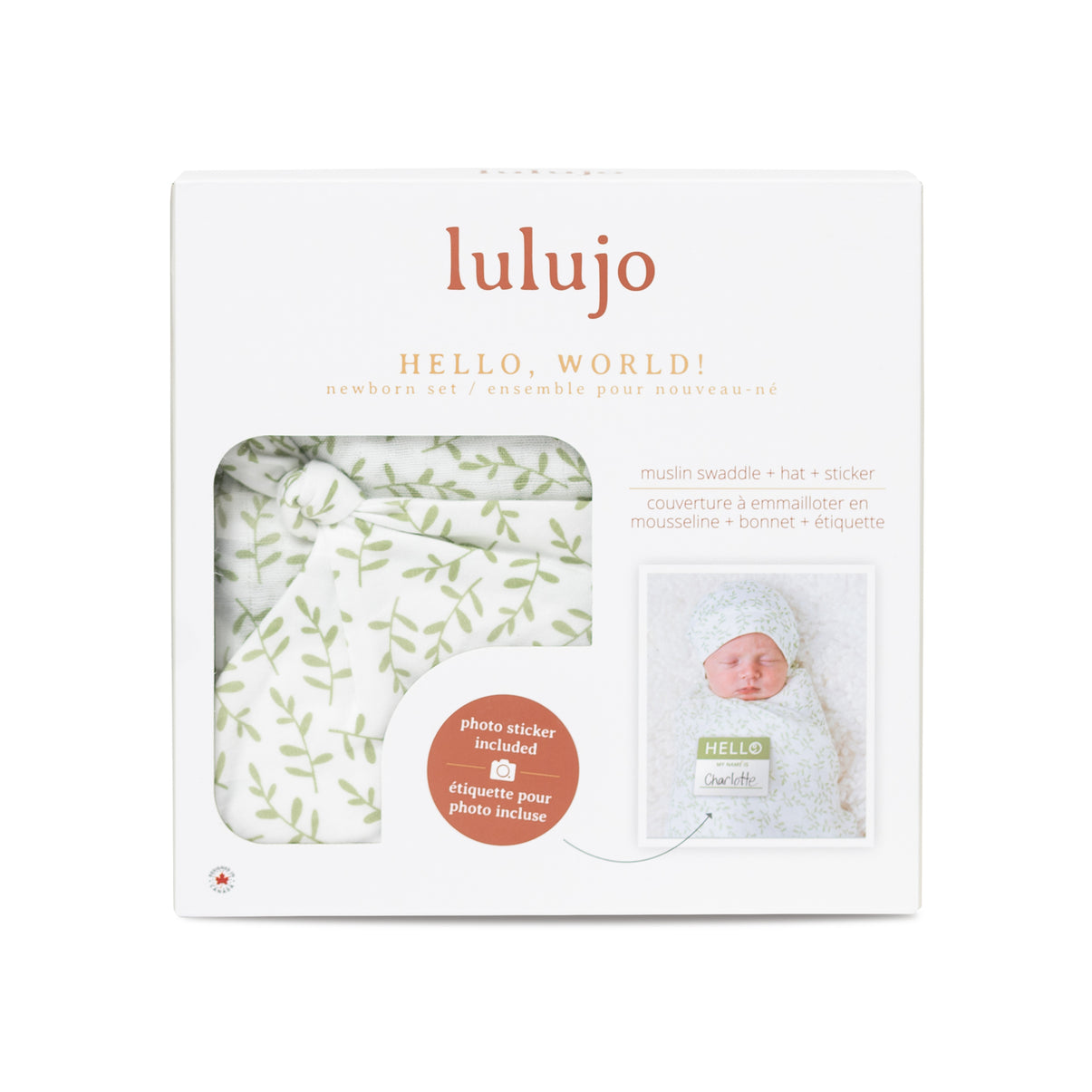Bamboo Hat and Swaddle Blanket - Greenery