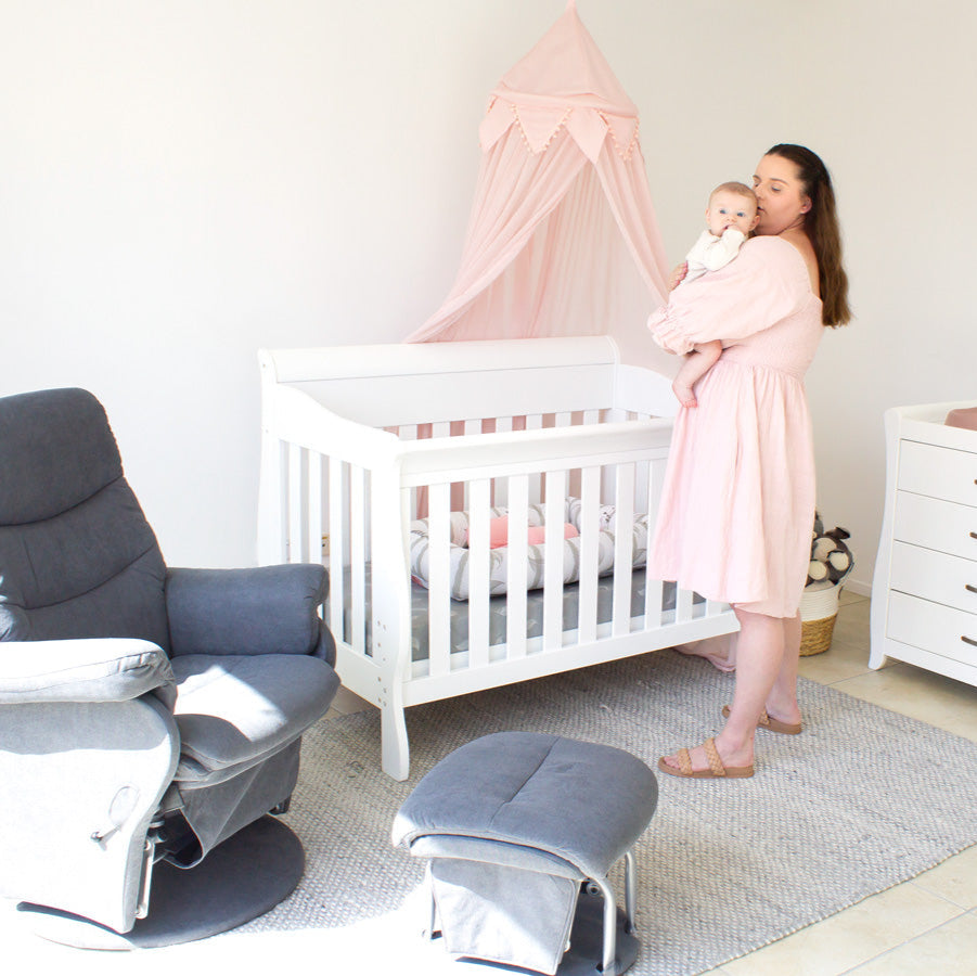 Amani Sleigh Cot - White