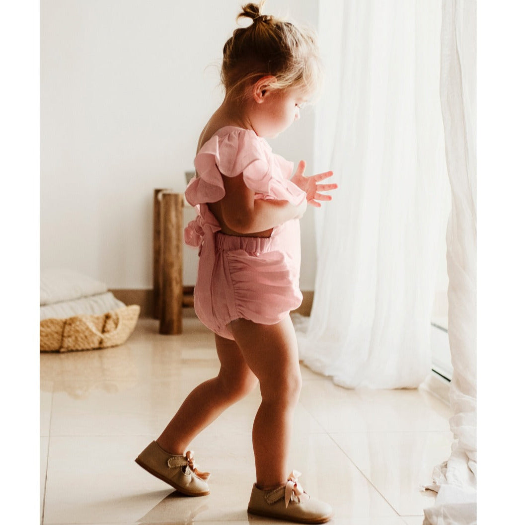 Linen Lilly Romper - Baby Pink