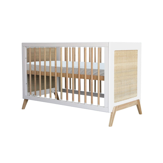 Marelia Evolutive Bed Rattan 60 X 120 - Neige - PRE ORDER