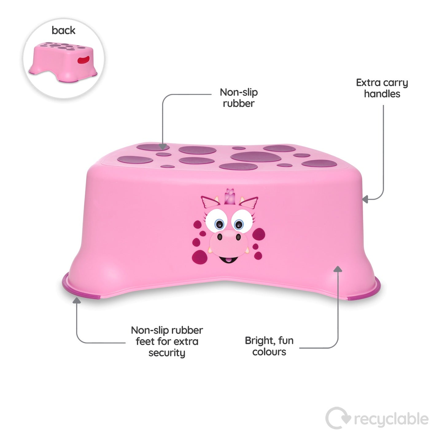 My Little Step Stool- Pink Dragon