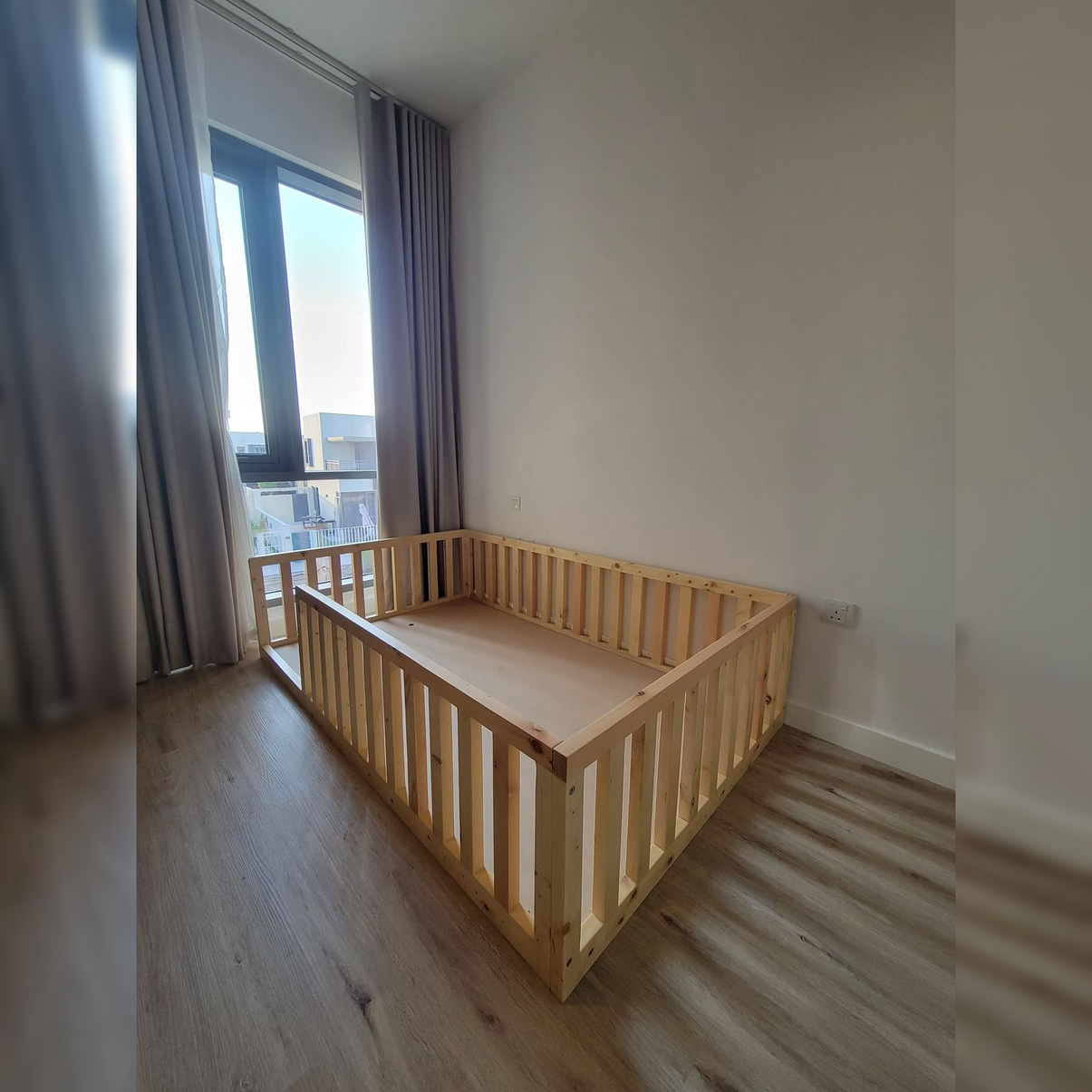 Natural Wood Montessori Floor Bed for Toddlers – 120*200 cm