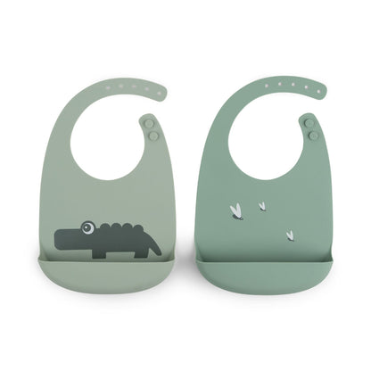 Silicone Bib 2-Pack Croco Green