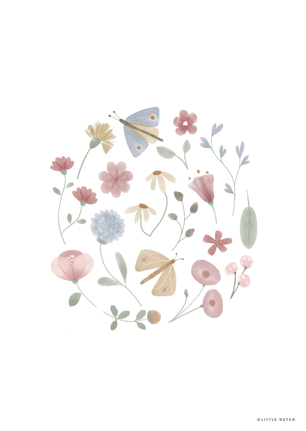 Poster Flowers & Butterflies - A3