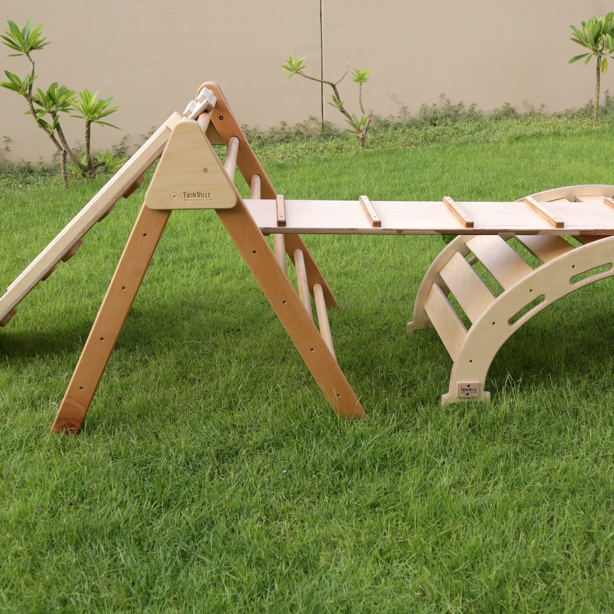 Pikler Set - Natural (Pikler Triangle, x2 Ramps & Climbing Halfcircle)