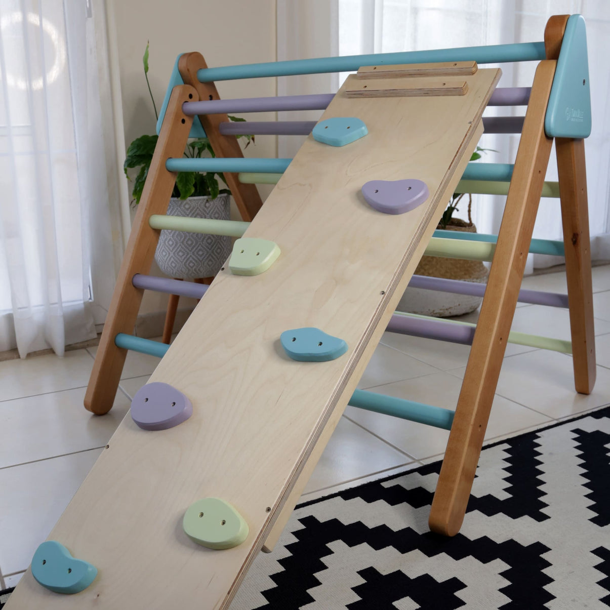 Pikler Triangle + Dual Sided Ramp - Pastel