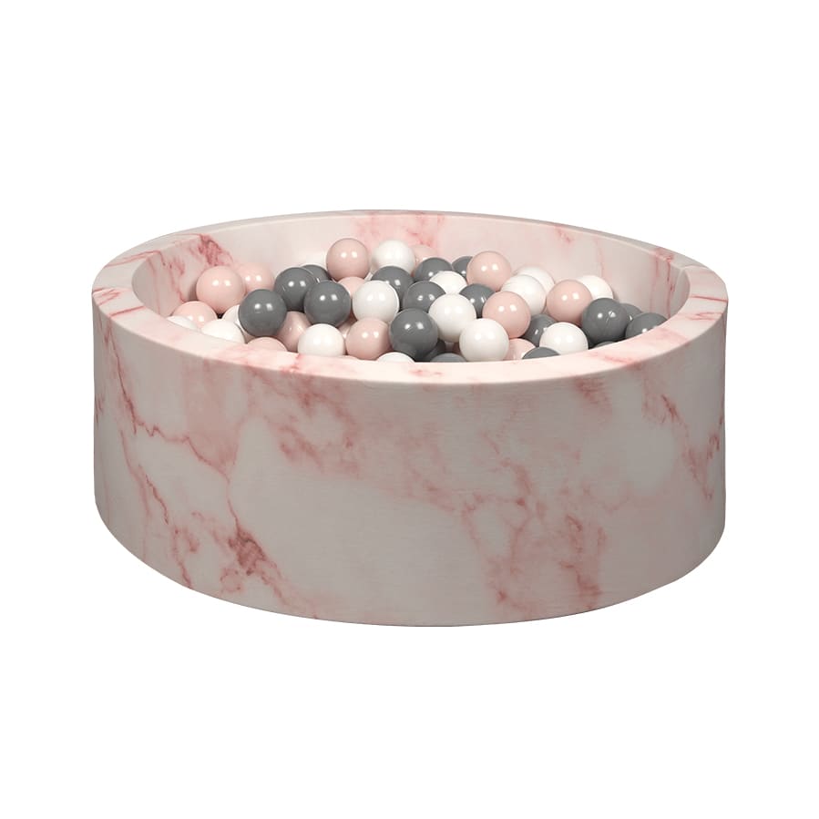 Pink Marble Ball Pit - Powder/Grey/White Balls