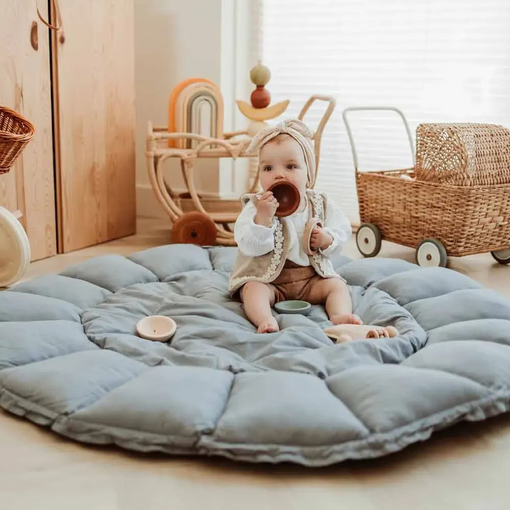 Bloom Organic Playmat and Storage Bag - Dusty Blue