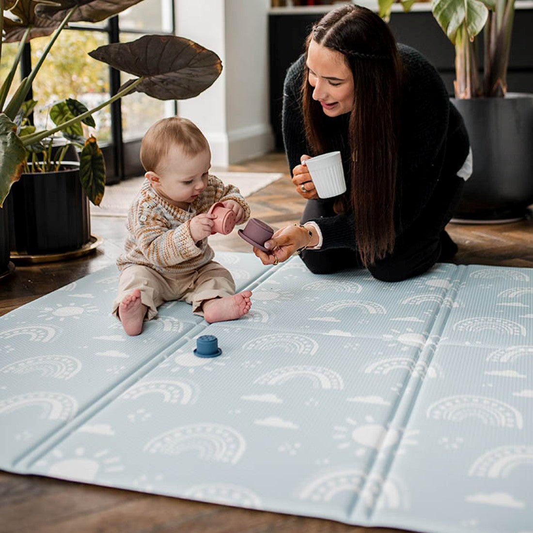 Rainbow Confetti Foldimat Playmat 130X130Cm