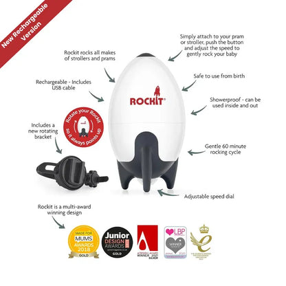 Rockit Award-Winning Portable Baby Pram Rocker White