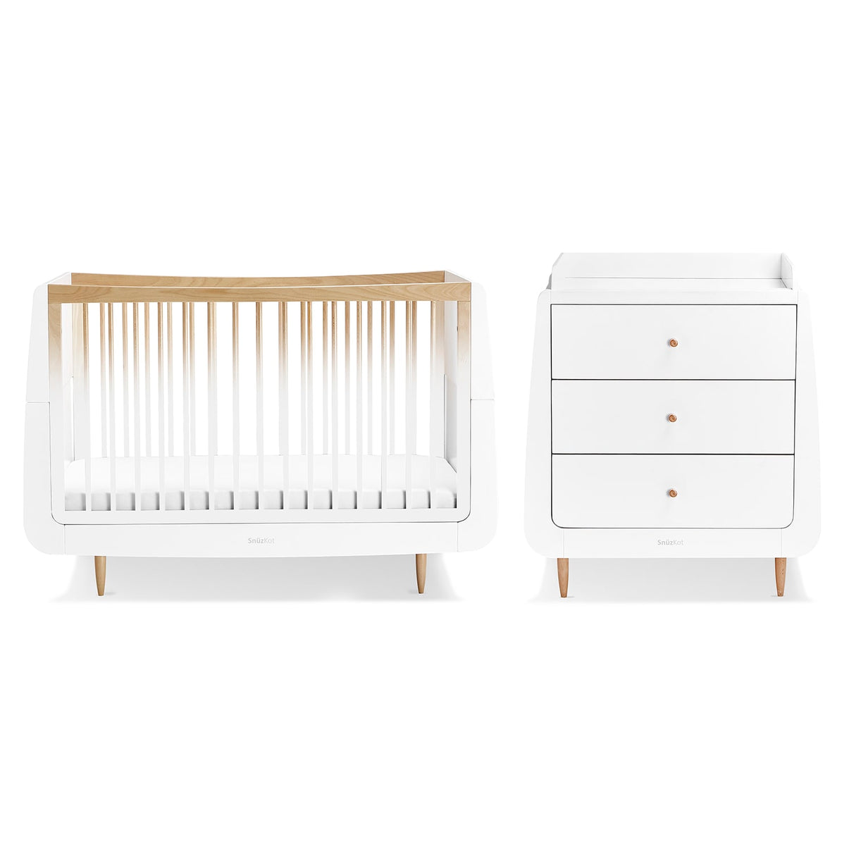 Snuz White Nursery Set SnuzKot + SnuzKot Changer Skandi Ombre - Pack of 2