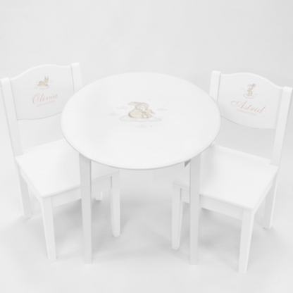 Table & Chairs Bunny White - Dream - (Personalised) PRE ORDER