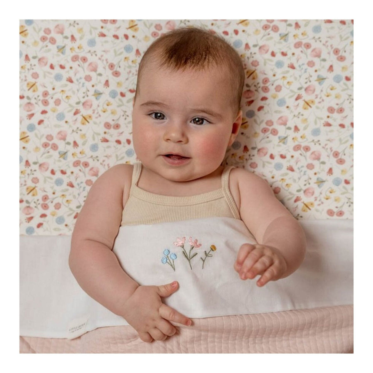 Fitted Cot Sheet Flowers & Butterflies 70x140/150cm
