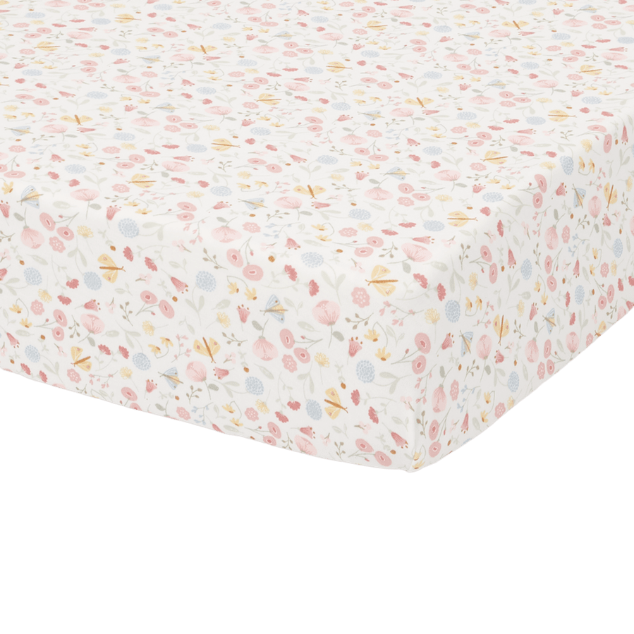Fitted Cot Sheet Flowers & Butterflies 70x140/150cm