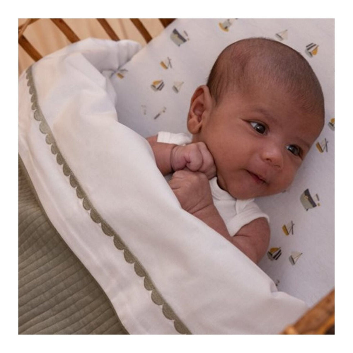 Fitted Cot Sheet Sailors Bay White 60x120cm