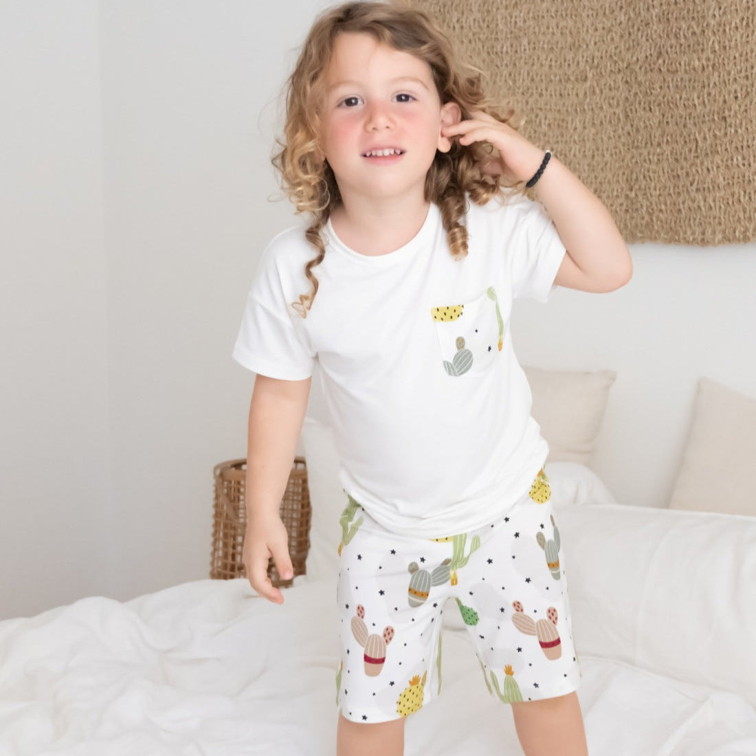 Cacti Shorts set OEKO TEX® Bamboo Yellow Green