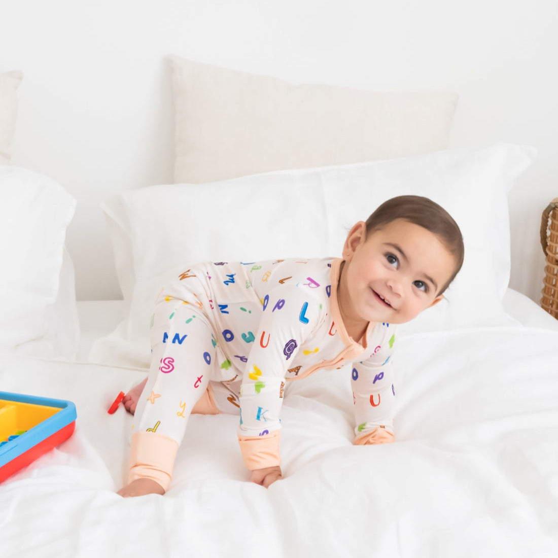 ABC zippy Onesie OEKO TEX® Bamboo Light Salmon