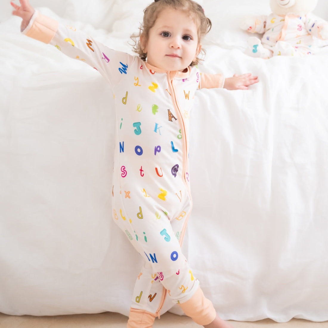 ABC zippy Onesie OEKO TEX® Bamboo Light Salmon