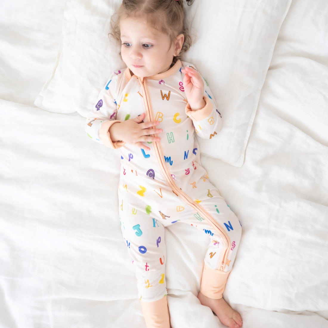 ABC zippy Onesie OEKO TEX® Bamboo Light Salmon