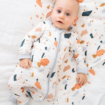 Terrazzo zippy Onesie OEKO TEX® Bamboo Light Steel Blue