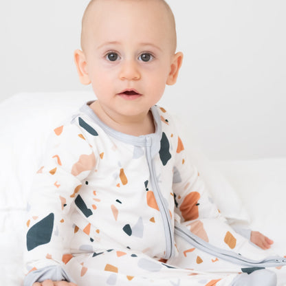 Terrazzo zippy Onesie OEKO TEX® Bamboo Light Steel Blue