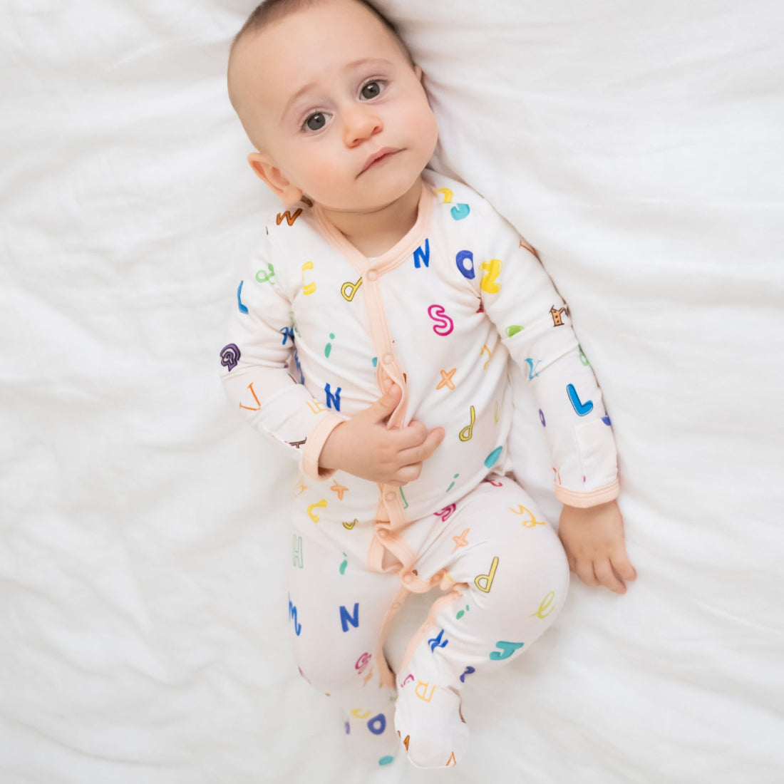 ABC Snaps Onesie OEKO TEX® Bamboo Light Salmon