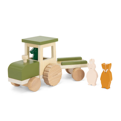 Wooden tractor with trailer