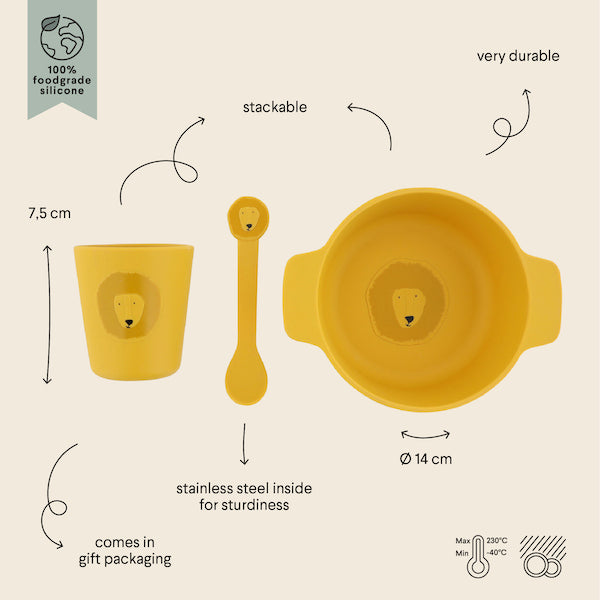 Silicone First Meal Set (Bowl, Spoon & Cup) - Mr. Lion