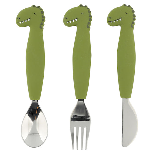 Stainless Steel Cutlery Set With Silicone Handle - Mr. Dino
