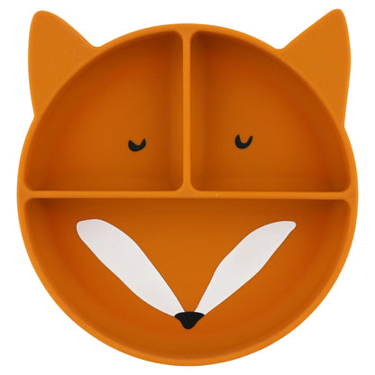 Silicone Divided Plate With Suction - Mr. Fox