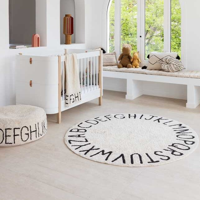 Washable Rug Round ABC Natural