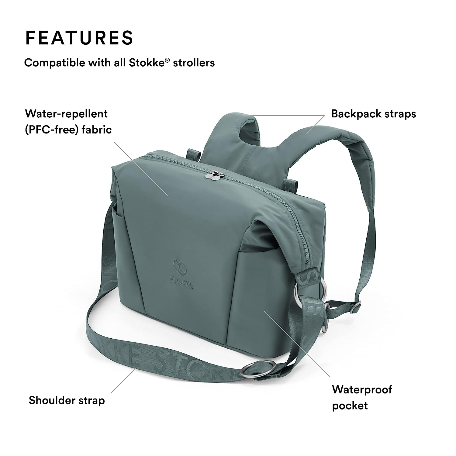 stokke xplory stroller changing bag Xplory X Changing Bag Cool Teal – Elli Junior