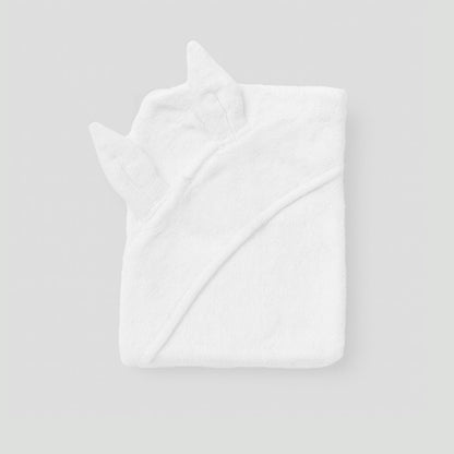 Organic Cotton Terry Velour Hooded Towel - White Free Personalise