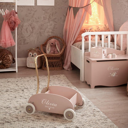 Learn To Walk Stroller Named Pink/Gold(Personalised) PRE ORDER