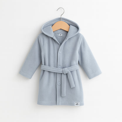 Organic Cotton Terry Towel Velour Bathrobe Grey Free Personalise