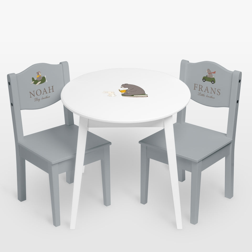 Table & Chairs Nordic Bear Blue (Personalised) PRE ORDER
