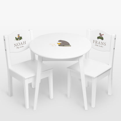 Table & Chairs Nordic Bear White (Personalised) PRE ORDER