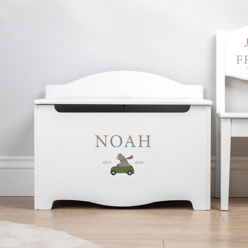 Storage Chest Named Nordic Bear White (Personalised) PRE ORDER