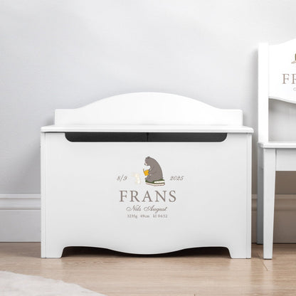 Keepsake Storage Chest Named Nordic Bear White (Personalised) PRE ORDER