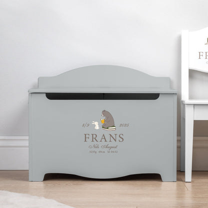 Keepsake Storage Chest Named Nordic Bear Blue  (Personalised) PRE ORDER