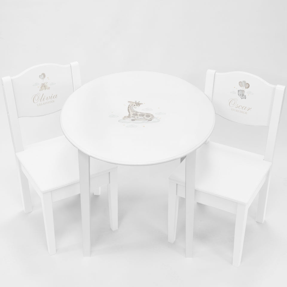 Table & Chairs White - Dream Giraffe(Personalised) PRE ORDER