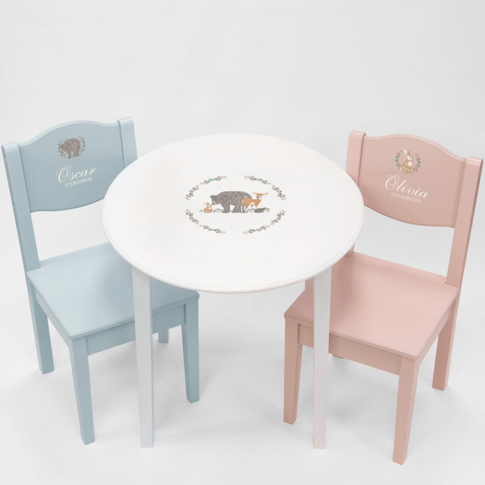 Table & Chairs Bear & Bunny - Nordic(Personalised) PRE ORDER
