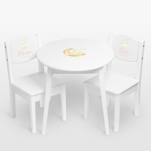 Table & Chairs Bunny White - Dream - (Personalised) PRE ORDER