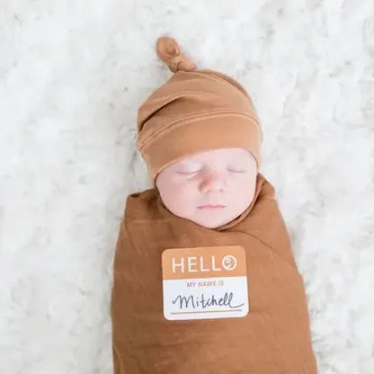 Hello World Set (Bamboo Hat + Swaddle blanket) - Tan