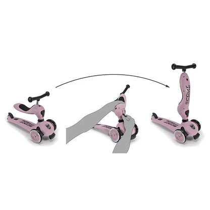 2-in-1 Scooter Highwaykick 1 Rose with Helmet