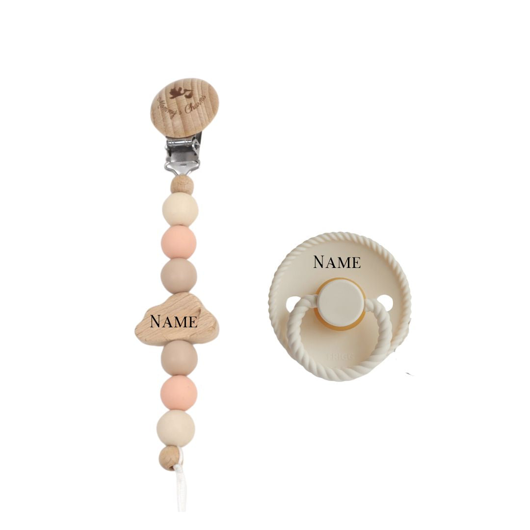 Cloudy Dreams Pacifier Clip + Frigg Pacifier  Orange