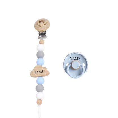 Cloudy Dreams Pacifier Clip + Frigg Pacifier  Blue